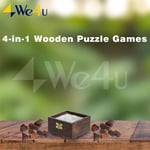 Puzzle Games 4 in 1 3D Wooden Brain Teasers - Gift Box - Fun Adults & Kids UK