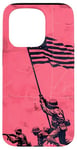 Coque pour iPhone 15 Pro Rose Pop Art Floral Iwo Jima Drapeau Américain Levage