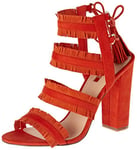 Guess Femme Econi Sandale Talon, Orange, 36 EU