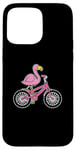 Coque pour iPhone 15 Pro Max Flamant rose avec vélo