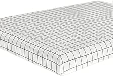 Michorinee Drap Housse 120x200 Imprimé Blanc et Noir Carreaux - Bonnets 30 cm pour Matelas Épais - Housse de Matelas en Microfibre avec Une Rebord Élastique