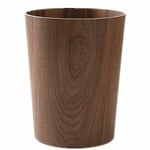 Poubelle en bois pour la maison ou le bureau, corbeille ronde japonaise en bois naturel, légère et robuste (bois foncé-A)