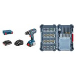 Bosch Professional perceuse-visseuse sans-fil GSR 18V-28 (avec 2 batteries, chargeur, L-Case) + 40 pièces Kit d'embouts de tournevis