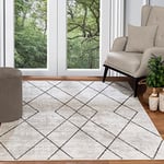 Surya Tornio Tapis Géométrique Scandinave - Grand Tapis Salon, Salle à Manger, Chambre, Cuisine - Tapis Design Boheme Chic, Berbere Moderne, Tapis Poil Court 160x213cm - Blanc, Gris Clair, Gris Foncé