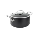 GreenPan Barcelona Hard Anodized Healthy Ceramic Nonstick 18 cm/2.1 Litre Casserole Pot with Glass Lid, PFAS Free, Stainless Steel Handle, Extra Strong Scratch Resistant, Induction, Oven Safe, Black