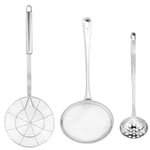 Gearific Strainer Skimmer, 304 Stainless Steel Skimmer Set, Colander Spoon Ladle Slotted Spoon for Kitchen Frying Food Noodles Pasta Spaghetti Chips