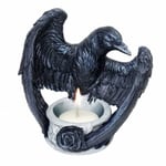 ALCHEMY RAVEN'S WARD TEA LIGHT CANDLE HOLDER Gothic Black Raven Harbinger Rose