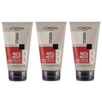 3 x L'oreal Studio Line Matt & Messy Shine Free Fibre Paste 150ml