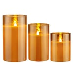 Pauleen 48121 Classy Golden Candle Cire avec Pile avec minuterie de 6 Heures Bougies LED kit de 3, Verre, 0.6 W