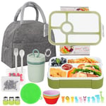 27 PCs Lunch Box Kit, Bento Box for Adults, Bento Boxes Set with Bag, Oats Container Leakproof Lunch Box with Fork & Spoon, Lunch Container Food Storage Box for Men Women Student School Office