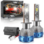 Lifcausal - Ampoule de phare led H1 pour voiture, kit de conversion de phare led 60 w 60 000 lm 6 000 k, refroidissement à vitesse 12 000 tr/min,