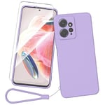 Fyriswho Coque Compatible avec pour Xiaomi Redmi Note 12 4G + 1 × Pièces Verre Trempé, Souple Silicone Mince Étui Protection Anti-Rayures Housse pour Xiaomi Redmi Note 12 4G - Violet