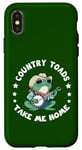 Coque pour iPhone X/XS Country Toads Take Me Home, crapaud cowboy cool jouant de la musique