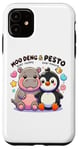 Coque pour iPhone 11 Moo Deng Et Le Bébé Hippopotame Au Pesto Bébé Pingouin