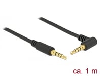 DELOCK – Stereo jack cable 3.5 mm 4 pin male > male angled 1 m black (85610)