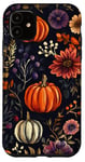 Coque pour iPhone 11 Violet Bohème Floral Citrouille Motif Vintage Décor Automne