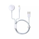 Devia Latauskaapeli USB-A - Lightning + Apple Watch 2.1A, 1m - Valkoinen
