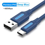 Vention Câble USB Type C 3A Câble USB 3.0 a Charge Rapide pour Samsung Galaxy S10 S9 Huawei P20 10 Pro Type-C Câble de Charge de Données3m, Précédent Deep Blue- 3m