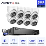 5MP Kit Caméra de Surveillance dvr 8×Caméras Intelligente Double Lumière Vision Nocturne app/pc à Distance Sécurité Système - Annke