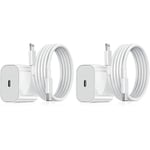 2-pack - Laddare för iPhone - Snabbladdare - Adapter + Kabel 20W Vit 2-pack iPhone