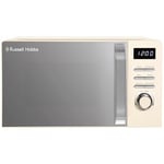 Russell Hobbs Digital Microwave 20L 800W in Cream with 5 Power Levels, Pull Handle Door & Button Control, Clock & Timer, Automatic Defrost, Easy Clean, 8 Auto Cook Menus RHMD818C