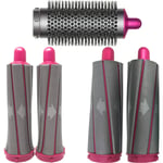 SPARES2GO 30mm & 40mm Barrels + Round Volumising Brush Compatible with Dyson Airwrap™ HS01 Hair Styler (Nickel/Fuchsia)