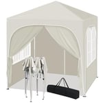 WOLTU Tonnelle de Jardin, Pergola, Barnum, Tonnelle Pliante 2x2m avec 4 Parois Latérales, Gazebo, Hauteur Réglable, Imperméable, Protection de UV, avec Sac de Transport, Beige