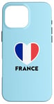 Coque pour iPhone 16 Pro Max Drapeau France Coeur Bleu Blanc Rouge