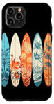 Coque pour iPhone 11 Pro Planche de surf tropicale colorée Art Hibiscus Beach Vibes