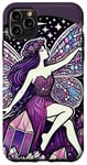 Coque pour iPhone 11 Pro Max Illustration de fée en cristal violet améthyste