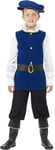 Tudor Boy Costume, Royal Blue, Top, Trousers with Boot Covers, Belt and Hat, Sma