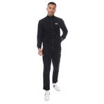 EA7 Mens Emporio Armani Full-Zip Tracksuit in Black Cotton - Size Large