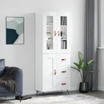 Buffet,Bahut, Meuble de Rangement haut Blanc brillant 69,5x34x180 cm Bois d'ingénierie CFW299984