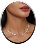 MGOOL Snake Chain Necklace 14K Gold/Silver Plated Herringbone Necklace Gold Chok