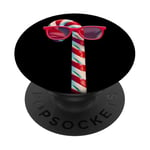 Sucre d'orge drôle à lunettes pour une saison festive amusante PopSockets PopGrip Adhésif