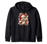 Christmas English Toy Spaniel Dog Watercolor Artwork Zip Hoodie