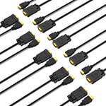 BENFEI Câble HDMI vers VGA 1,8M, unidirectionnel HDMI (source) vers VGA (moniteur) mâle vers mâle, compatible pour HDMI ordinateur, VGA moniteur, projecteur, Roku, Xbox et plus, Paquet de 10