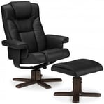 Malmo Black Faux Leather Recliner Chair with Footstool