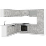 Vicco - Cuisine en angle R-Line, Béton, 227 x 287 cm , pt Marbre