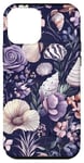 Coque pour iPhone 12 mini Violet Vintage Floral Coastal Summer Bleu Océan Coquillage