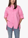 MOS MOSH Arleth Colarless Long Sleeve Smock Detail Cotton Blend Shirt, Wild Orchid