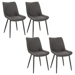 WOLTU Chaise de Salle à Manger Lot de 4, Moderne Chaise de Cuisine, Chaise scandinave, Chaise Coiffeuse, pour Salle de Séjour, Chambre à Coucher, en Tissu Scientifique et métal Gris Foncé BH248dgr-4