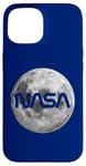 iPhone 15 Retro NASA Worm Logo Full Moon Space Graphic Apollo Artemis Case