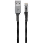 USB 2.0-kabel, A till Lightning, grå/silver, 2 meter