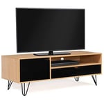 Meuble TV 113 cm Vintage 1 Porte 1 tiroir Bois Pied épingle