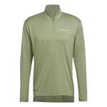 Adidas Terrex Running Top Men's Half Zip Long Sleeve Hiking T-Shirt Lime Green L