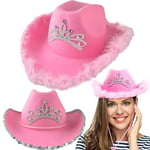 Crown Pink Feather Outdoor Drawstring Cowgirl Hat Cowboy Hat Stetson Girl Cap