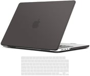 TECOOL Coque Compatible avec MacBook Pro 14 Pouces M4 M3 M2 M1 Pro/Max 2021-2024 (A3112 A3401 A3185 A2918 A2992 A2779 A2442), Coque Rigide en Plastique Fine et Protection Clavier (UE), Gris