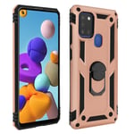 Coque pour Samsung Galaxy A21s Antichoc Bi-matière Bague Support Vidéo rose gold