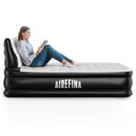 Airefina Matelas Gonflable avec Tête de Lit, Lits Gonflables avec Pompe Intégrée, Surface Floquée Confortable pour Lit de Voyage et Camping, Lit d'air Auto-Gonflant Rapide - 190x137x39cm, 2 Personnes